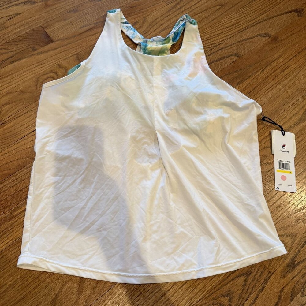 FILA PERFORMANCE WHITE TANK WITH BUILT IN SPORTS BRA NEW WOMENS MEDIUM